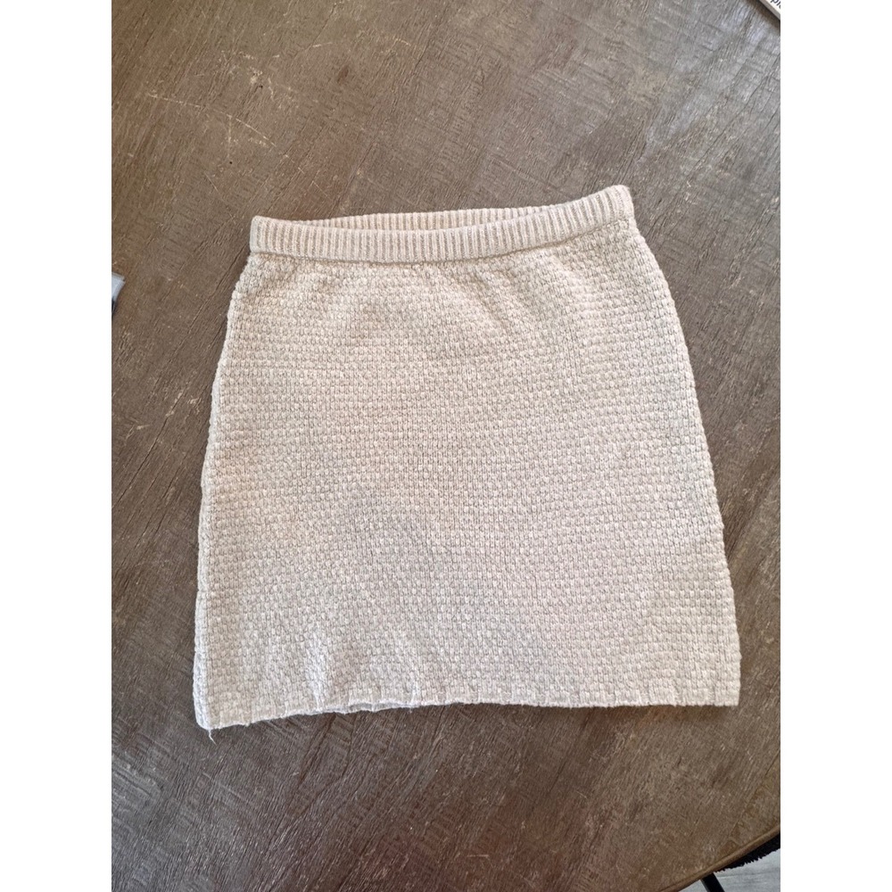 Free People Cream Boucle Knit Mini Skirt Womens XS Textured Stretch - Picture 2 of 7